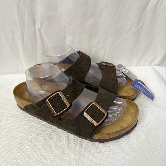 Birkenstock Arizona Sandals Mens Size 9 Regular Width Soft Footbed Brown - Picture 1 of 11